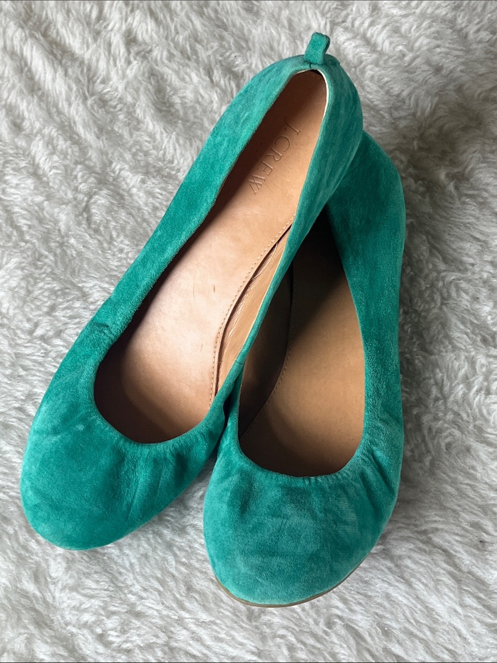 J. Crew Cece Kelly Green Suede Ballet Flats with hidden wedge size 10